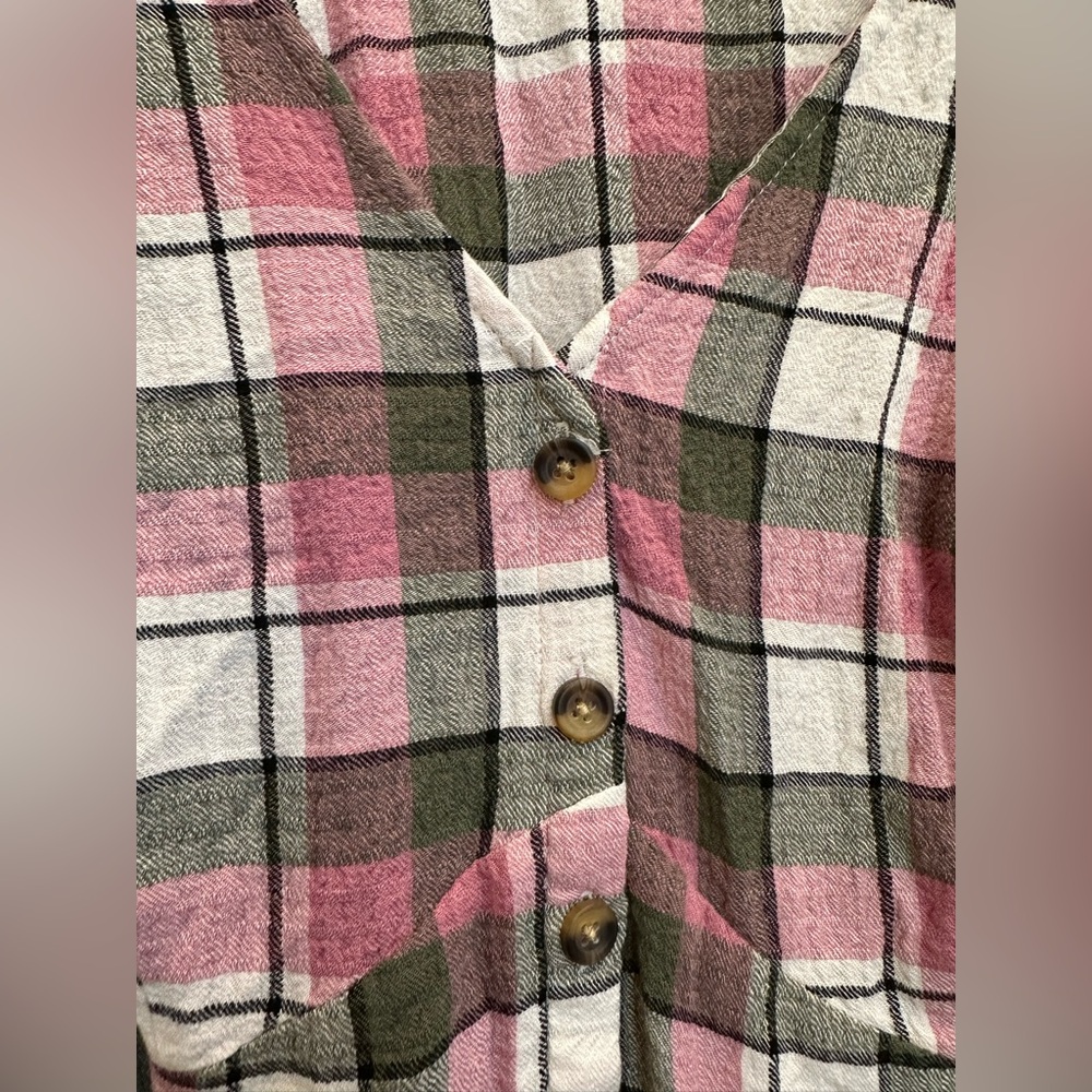 Torrid Plaid Babydoll Crinkle Flannel Gauze Button Up Short Sleeve Plus Size 1X - Picture 6 of 12